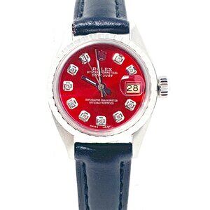 🚨sale🚨 Rolex Ladies 26mm Datejust Red diamond on black leather